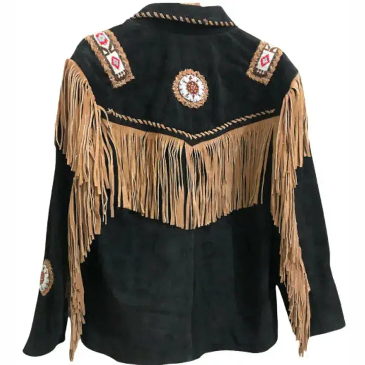 Men’s Premium Suede Western Fringe Leather Jacket