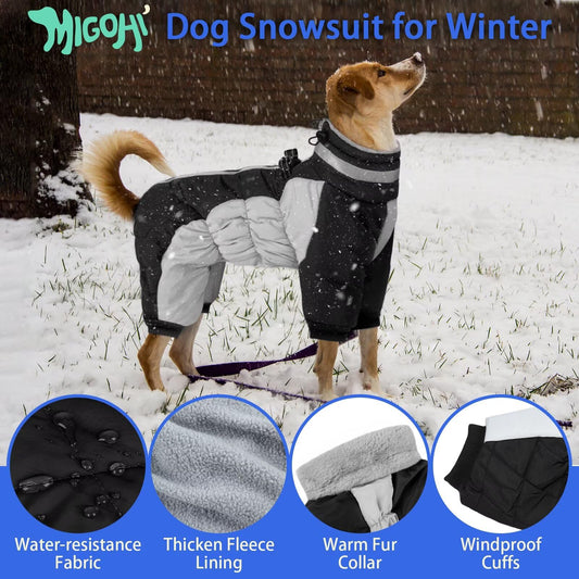 MIGOHI Full Body Dog Coat – Warm Reflective Harness Winter Jacket (2XL)