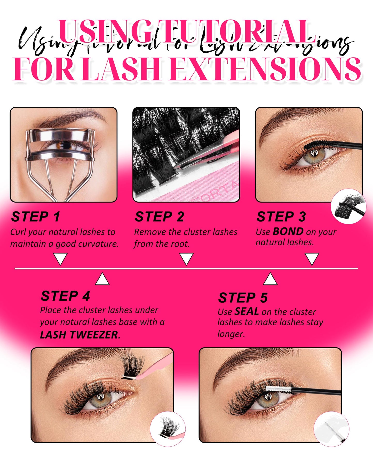 MilyBest 4 Styles Lash Clusters Kit – 864 Pcs Eyelash Extensions, D Curl DIY Lash Kit