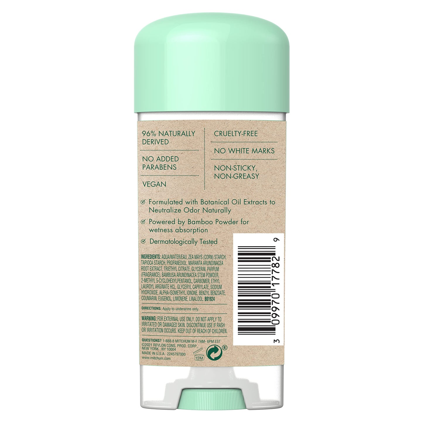Mitchum Natural Power Gel Cream for Women, Sweet Jasmine – Aluminum-Free, 24-Hour Odor & Wetness Protection