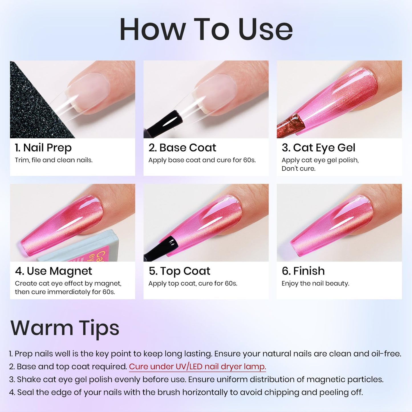 MIZHSE Cat Eye Gel Nail Polish Kit – 8 Dawn Colors with Magnetic Stick