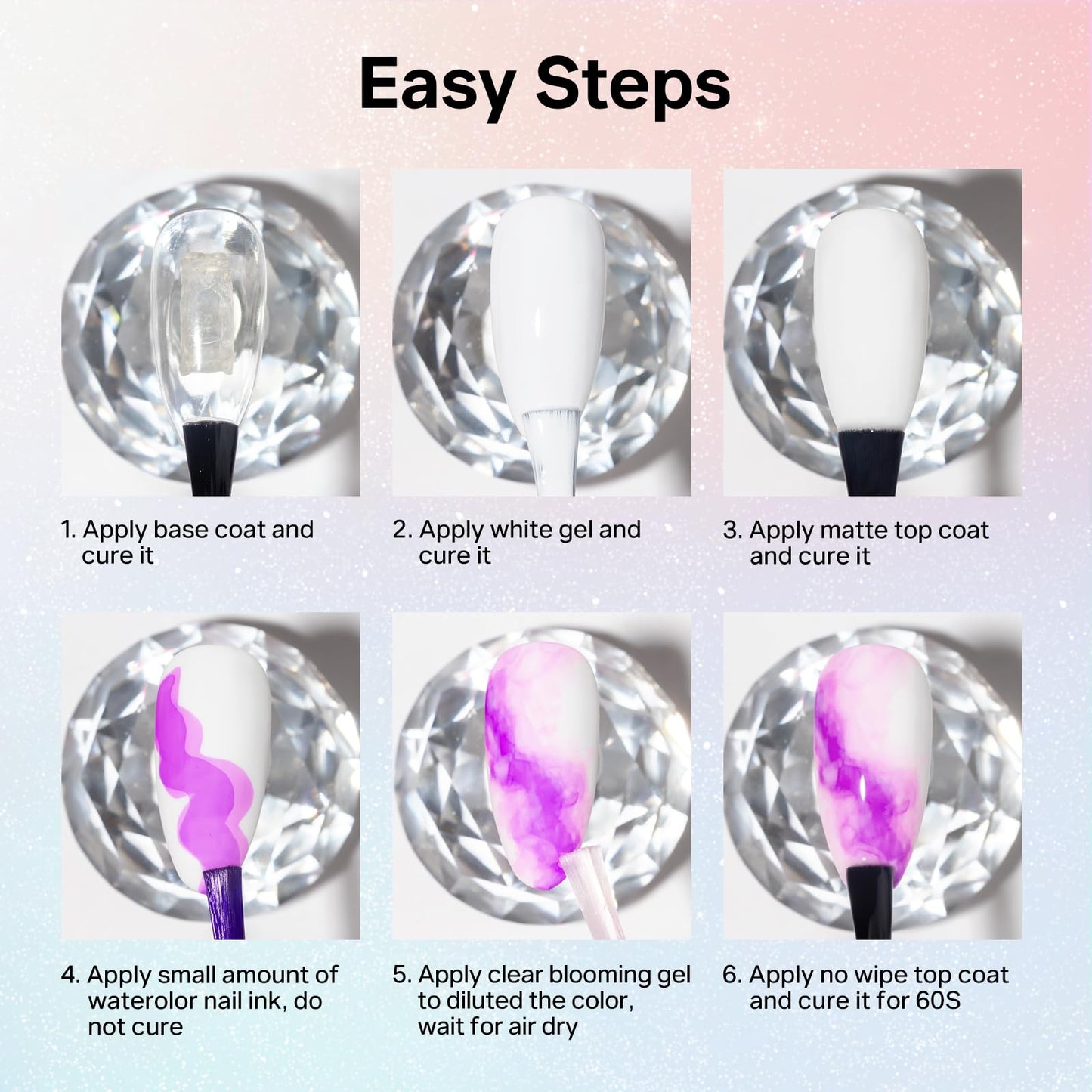 MIZHSE Marble Ink for Nails - 12-Color Blooming Marble Gel Nail Polish Set for At-Home Manicure