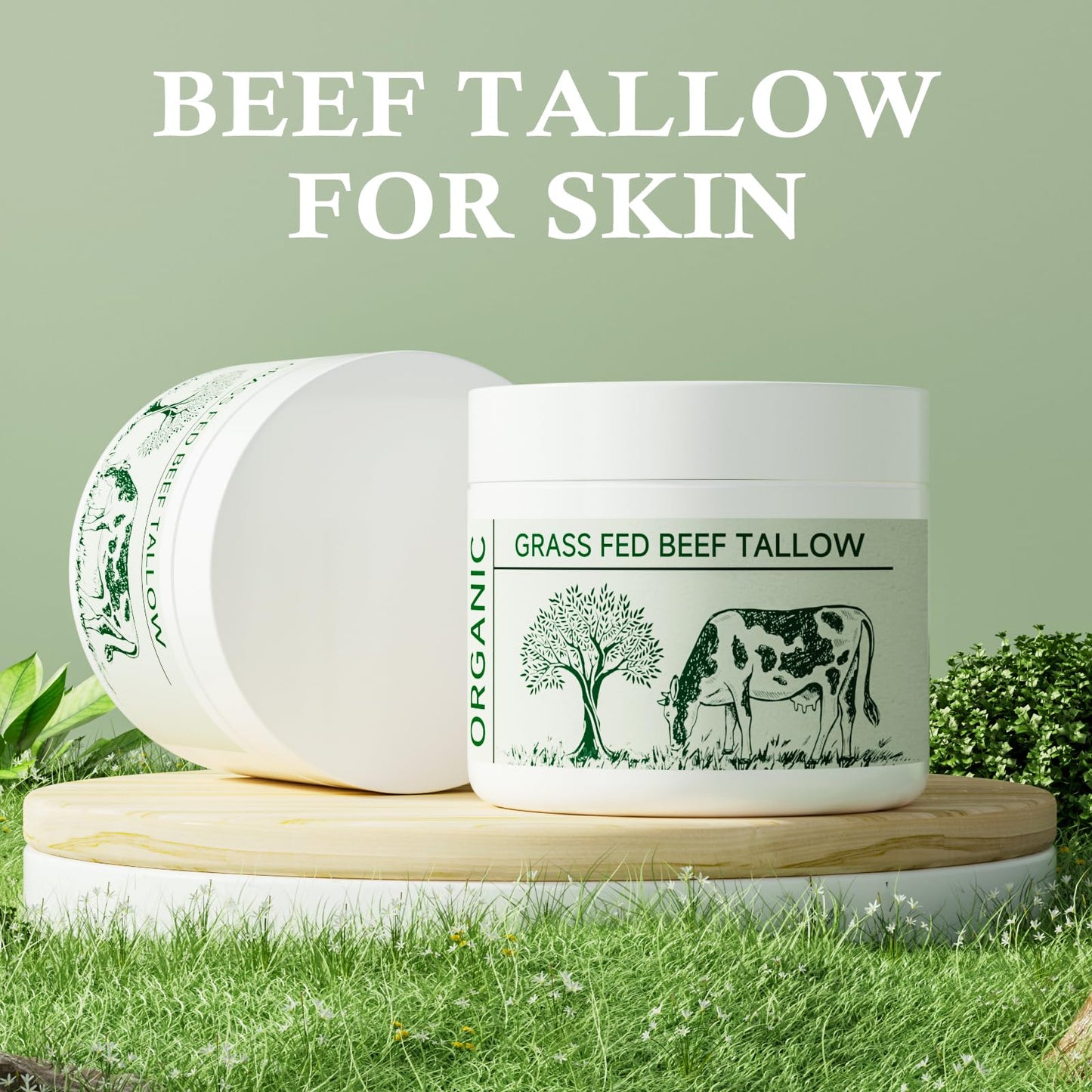 MKzea Beef Tallow Whipped Moisturizer – Unscented, Grass-Fed, 2-Pack