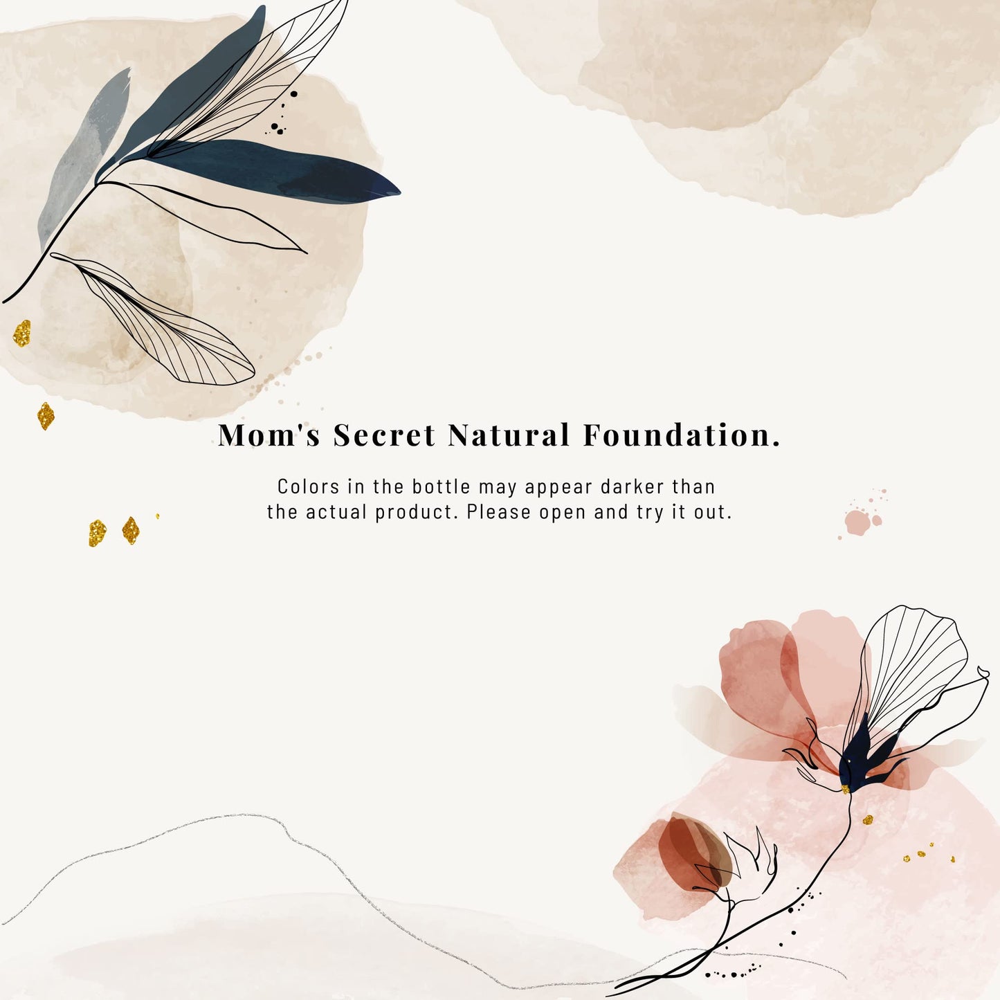 Mom's Secret 100% Natural Liquid Foundation – Caramel (Aloe-Based, Vegan, Gluten Free, Made in USA)