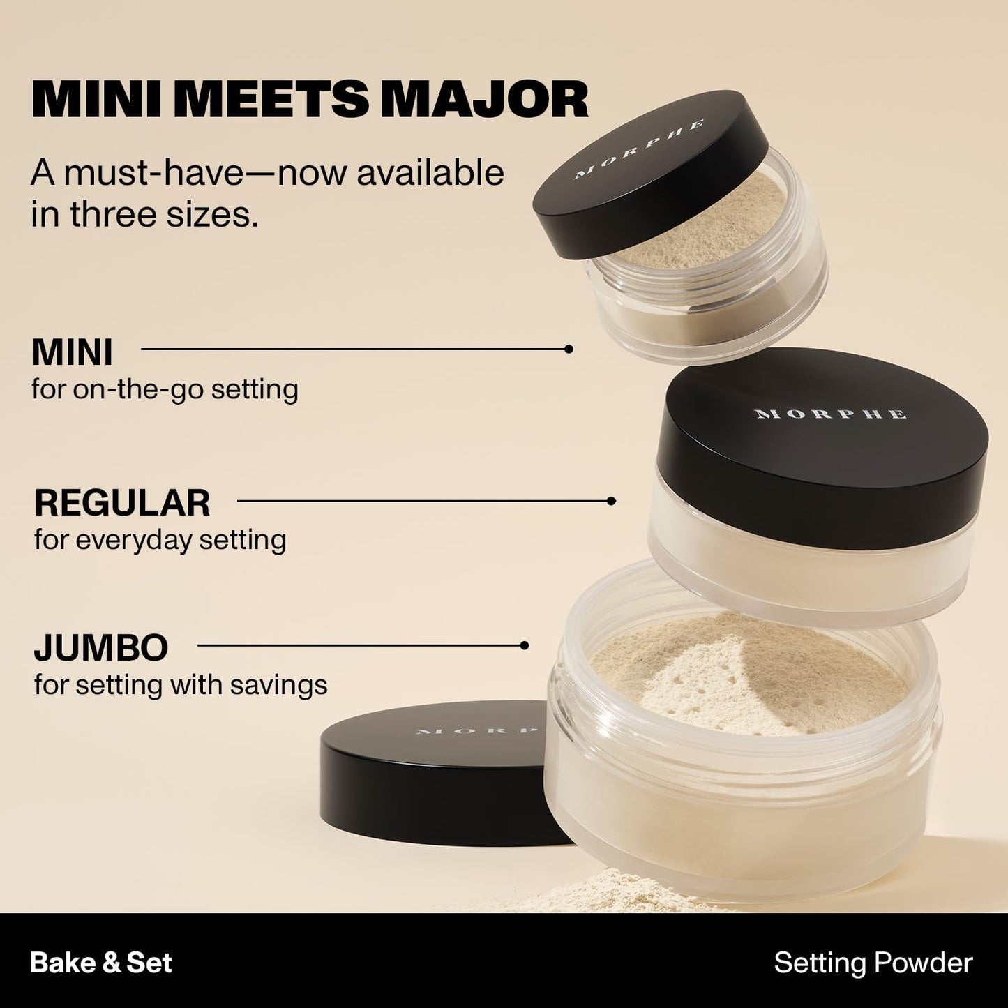 MORPHE Bake & Set Setting Powder – Talc-Free, Lightweight Finish with 24HR Shine Control