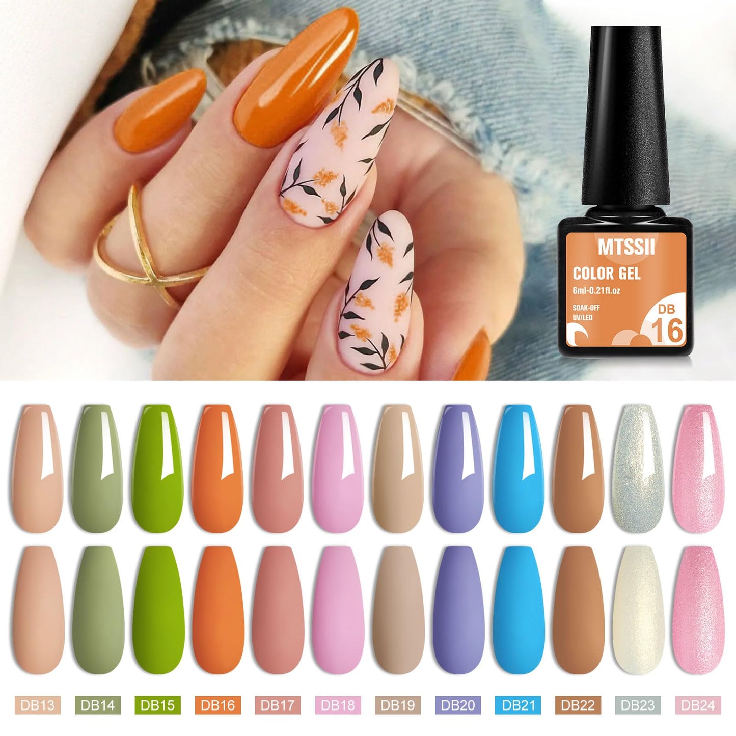 MTSSII Gel Nail Polish Set | 12 Pastel Green & Pink Colors for Home Manicure
