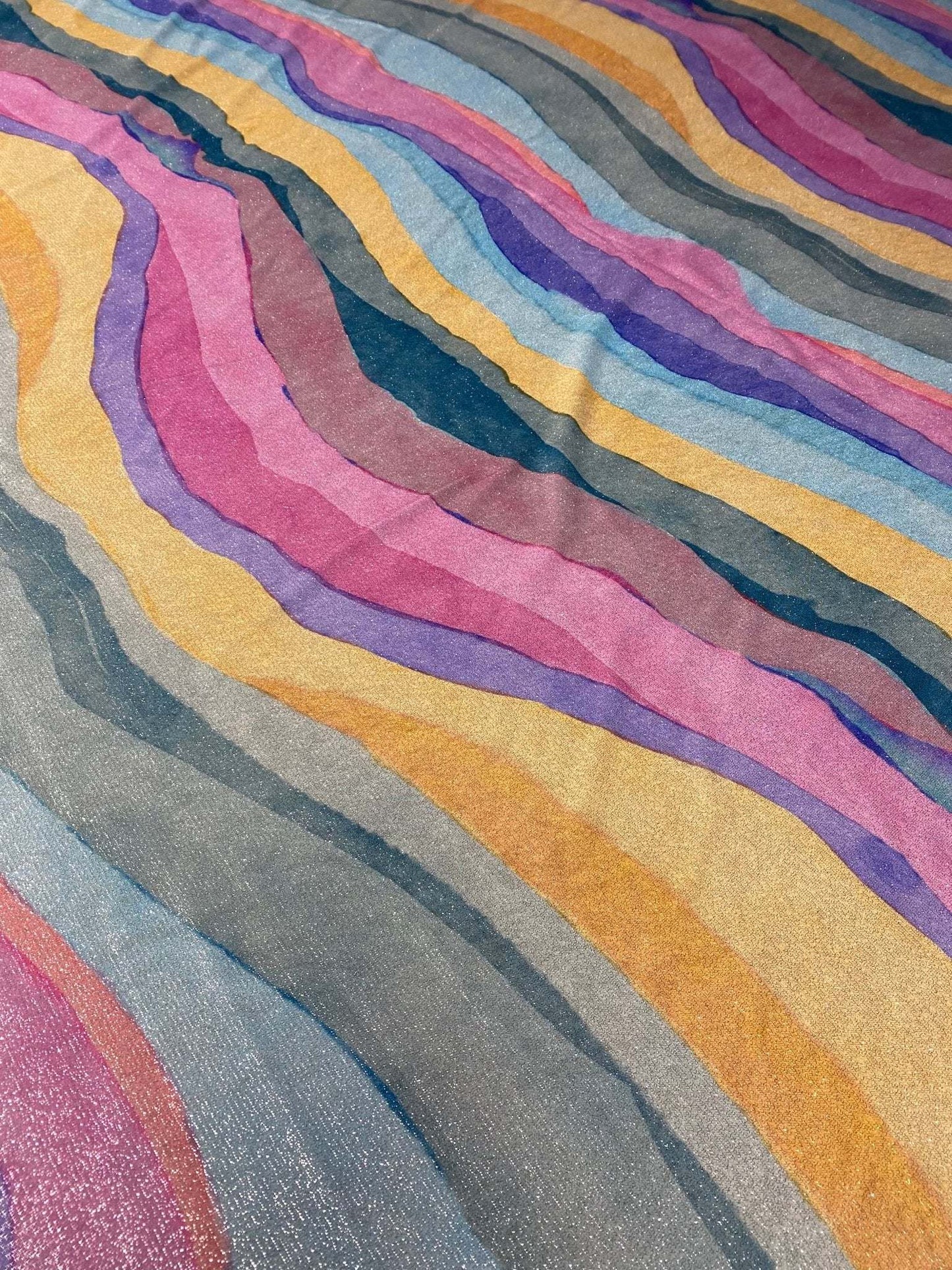 Multicolor Shimmer Lurex Fabric with Glitter by the Metre