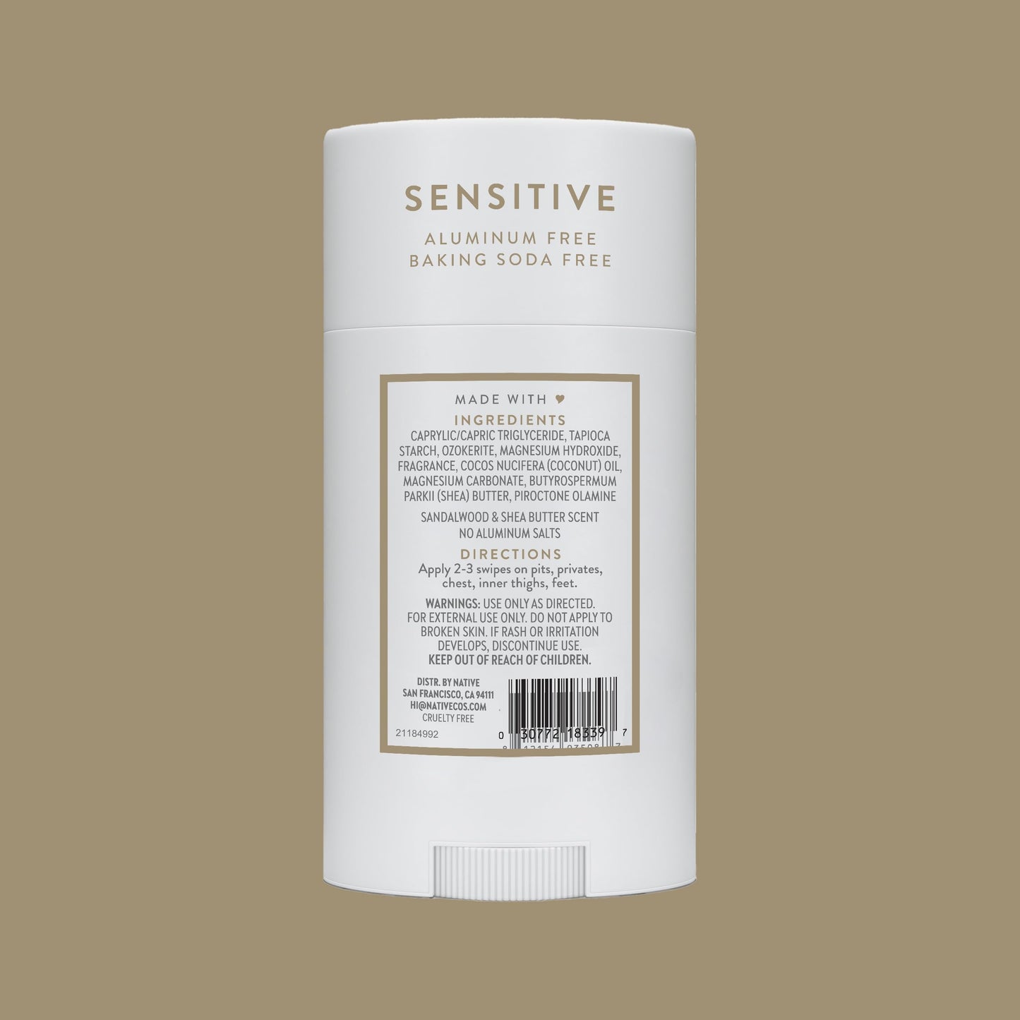 Native Sandalwood & Shea Butter Whole Body Deodorant – Sensitive, 2.4 oz