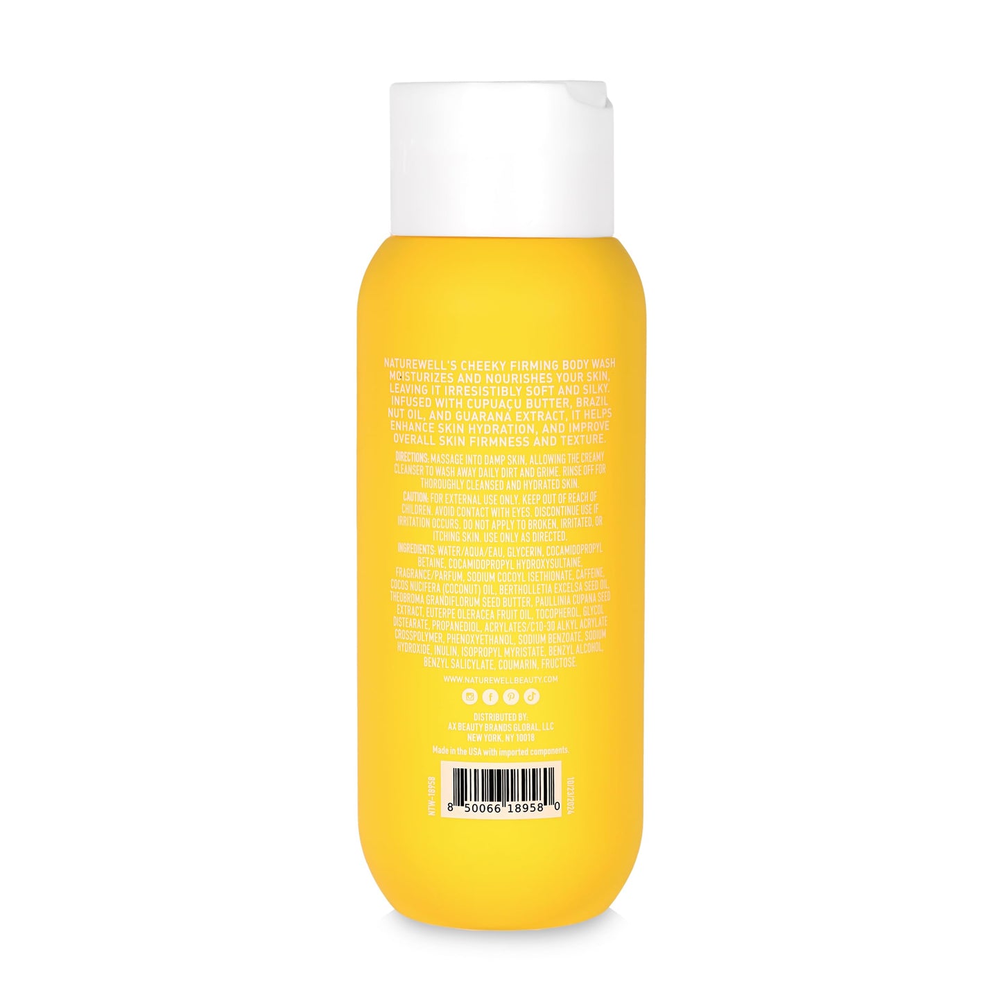 NATURE WELL Cheeky Firming & Cleansing Body Wash with Caffeine & Guarana | Pistachio, Almond & Salted Caramel Scent