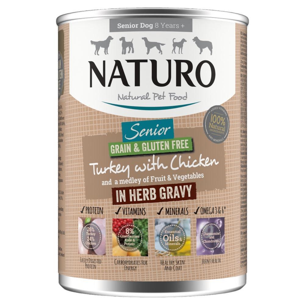Naturo Senior Grain & Gluten Free Turkey with Chicken in Herb Gravy Tins 12 x 390g