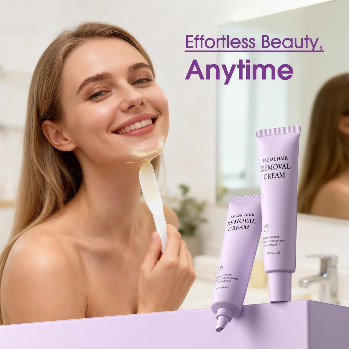 Nehito Facial Hair Removal Cream for Women – Gentle, Sensitive-Skin Depilatory for Face, Chin & Upper Lip (1.01 fl oz)