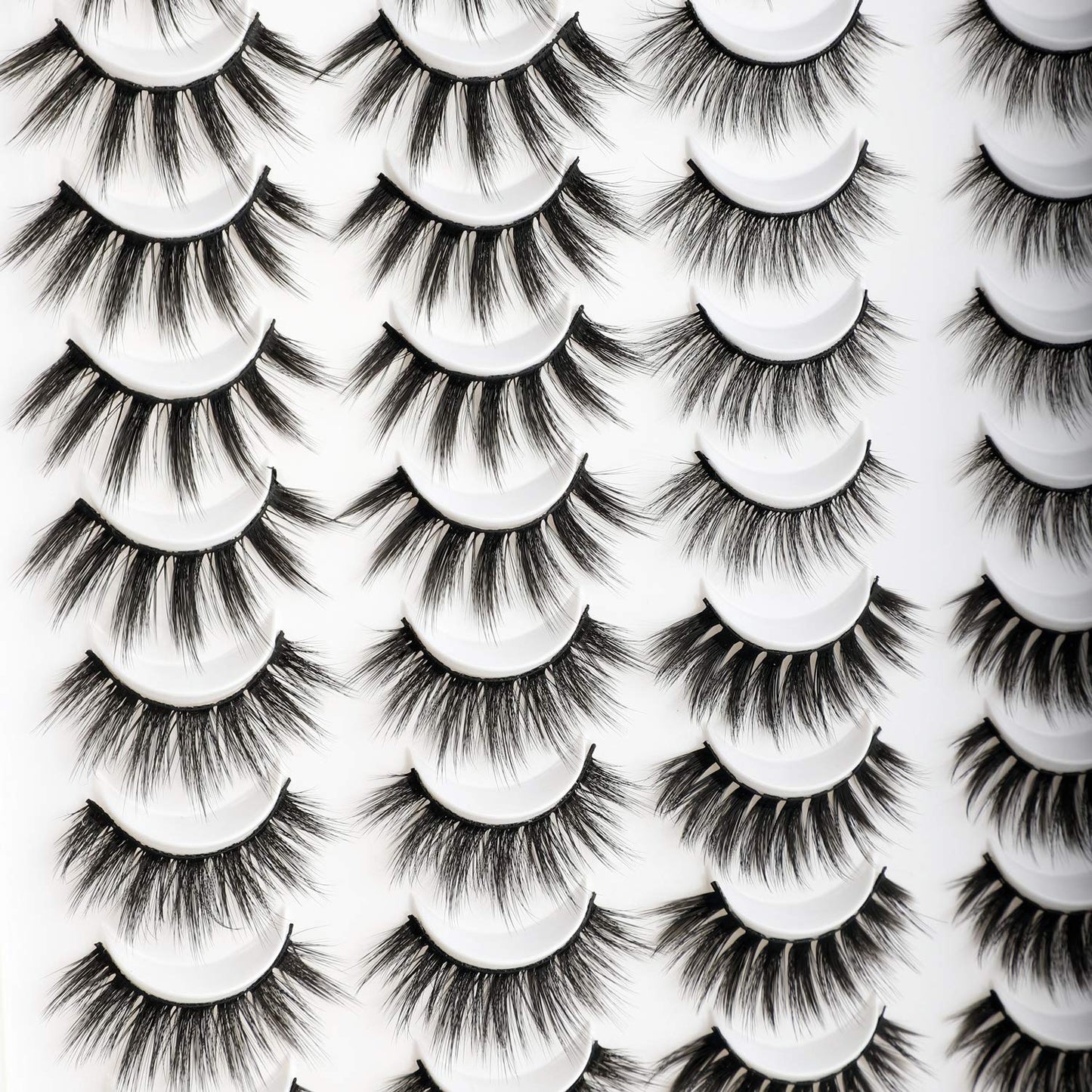 Newcally Faux Mink Lashes Pack – 20 Pairs Dramatic Long Wispy False Eyelashes Wholesale