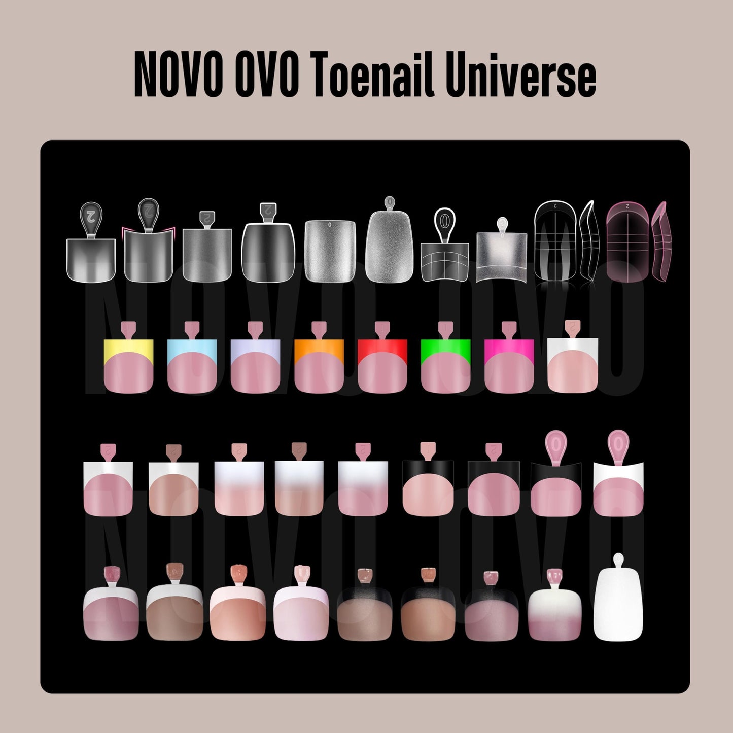 NOVO OVO Fake Toe Nail Tips – French Tip Soft Gel Pedicure Kit, 360Pcs, 15 Sizes, Matte Full Cover