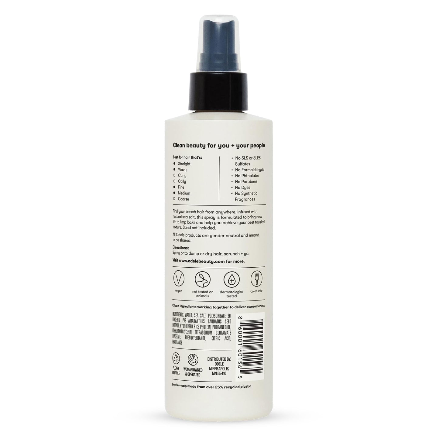 Odele Texturizing Sea Salt Spray – Volume & Beachy Texture for Straight-to-Wavy Hair (8 Fl Oz)