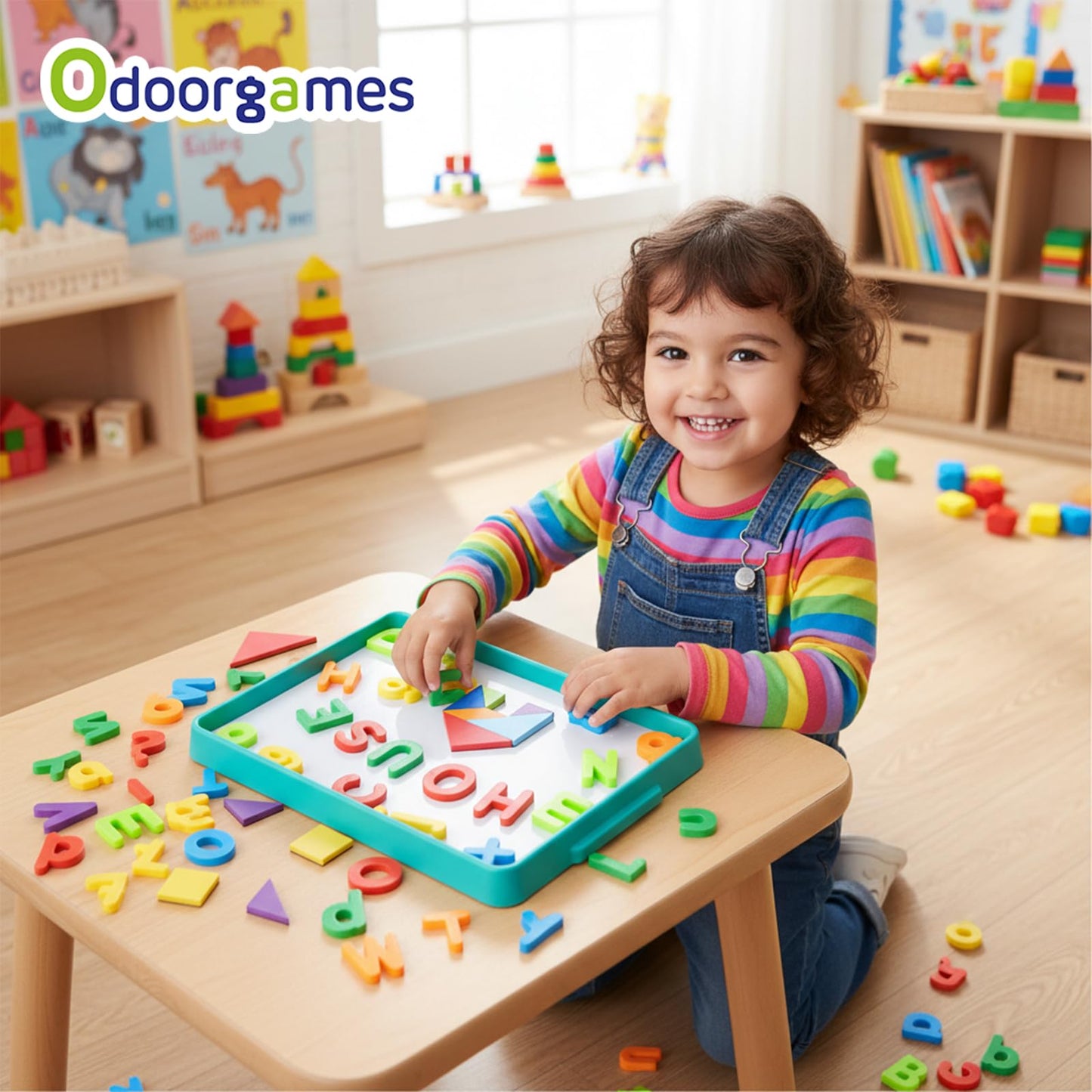 Odoorgames Magnetic Tray – Cyan Whiteboard for Kids, Classroom & Small Groups