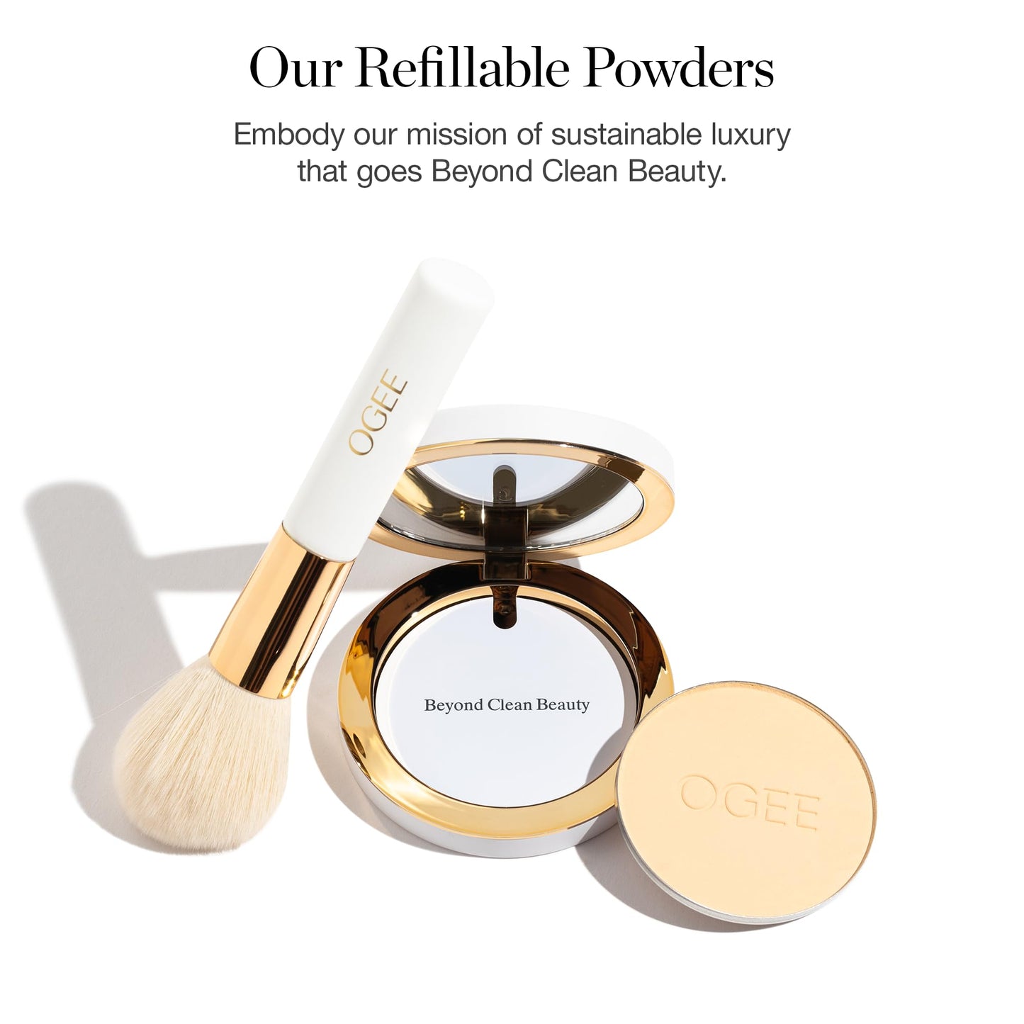 Ogee Sculpted Skin-Perfecting Setting Powder – Stone | FULL SET with Case & Refill | 70% Organic Ingredients