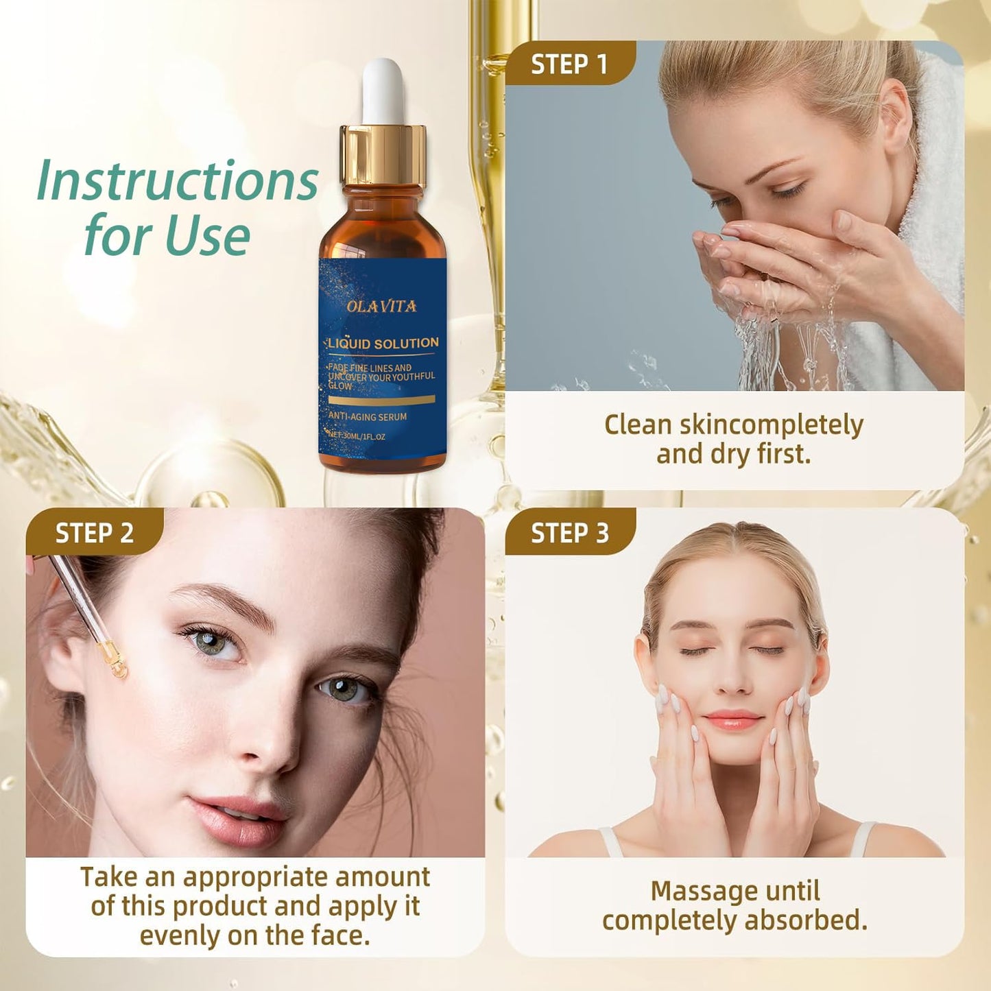OLAVITA Liquid Solution Anti Aging Serum – Vitamin C Hydration & Firming (2 x 1 fl oz)