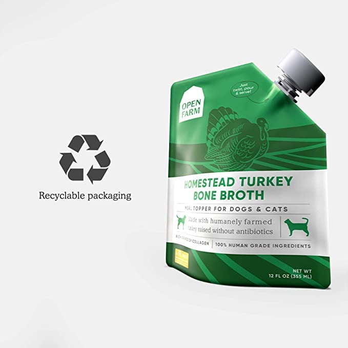 Open Farm Bone Broth – 72oz 6-Pack Homestead Turkey | Topper for Dogs & Cats