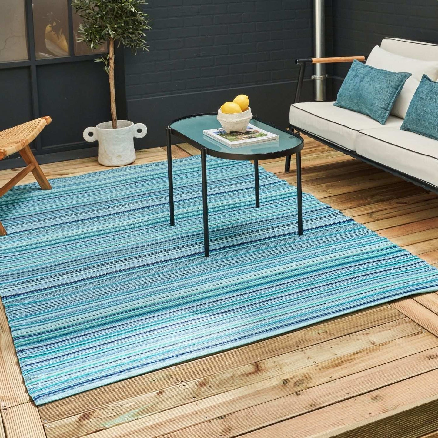 Rainbow Outdoor Rug Blue | 1020