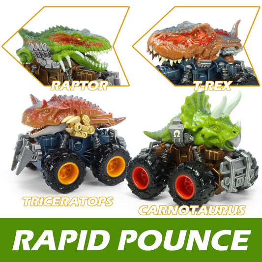 Oriate Dinosaur Monster Truck – Triceratops & Carnotaurus Push & Go Cars for Kids 3-8