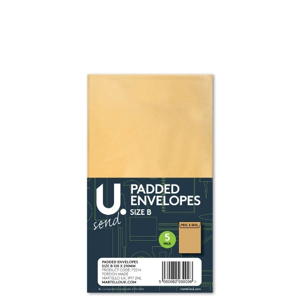 Pack of 5 Size B Padded Envelopes 120 x 215 mm Secure Shipping