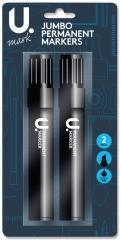 Jumbo Permanent Markers Black 2 Pack High Quality Ink