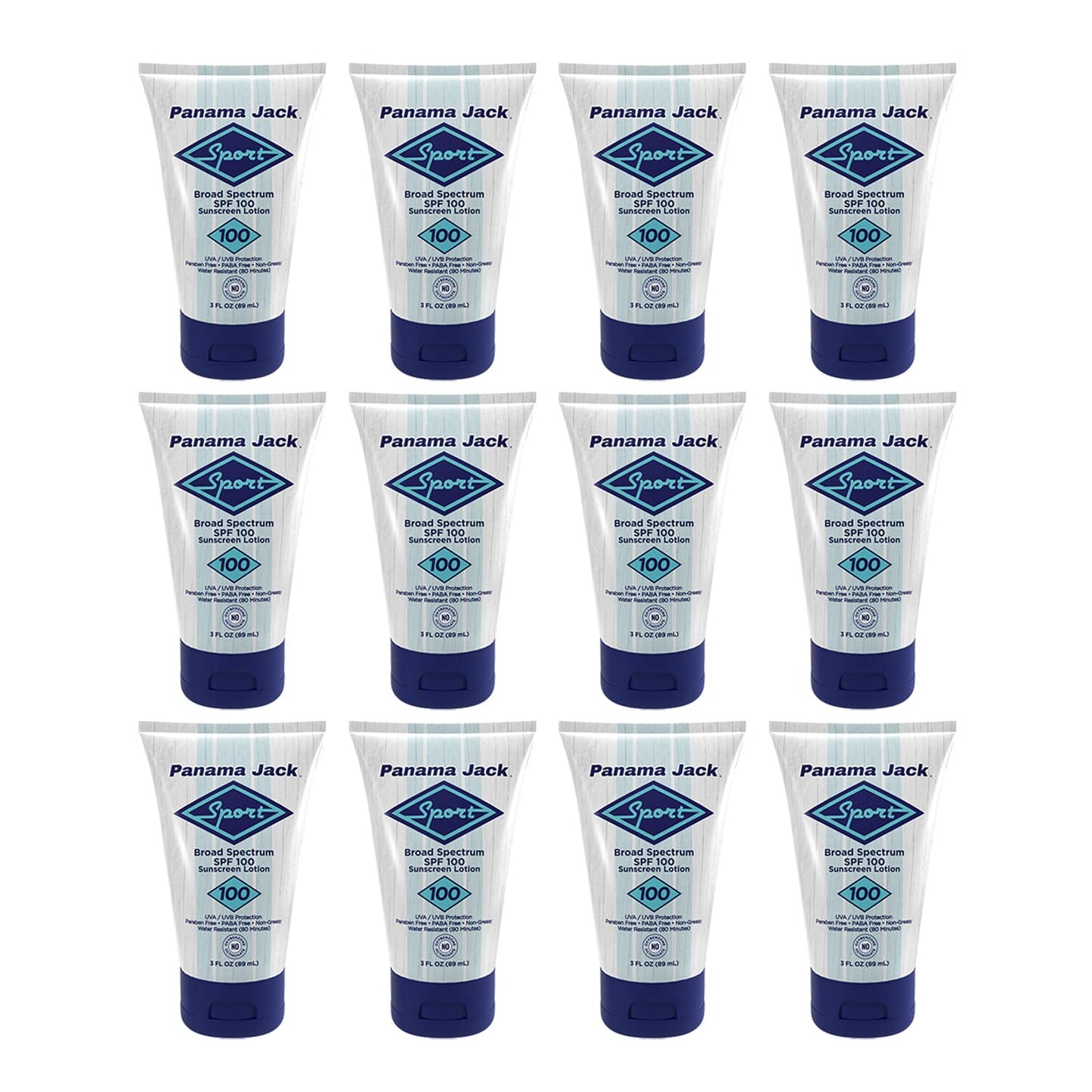 Panama Jack Sport Sunscreen Lotion SPF 100 - Non-Greasy, Water-Resistant, Cruelty-Free, 3 oz (Pack of 12)