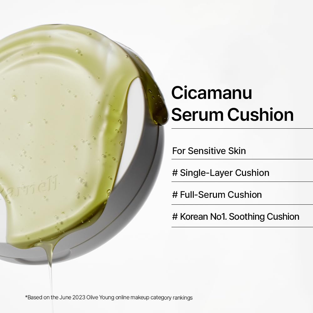 Parnell Cicamanu Serum Cushion – Lightweight Moisturizing Foundation for Sensitive Dry Skin (Pearl Skin, 0.52 fl oz, 30W)