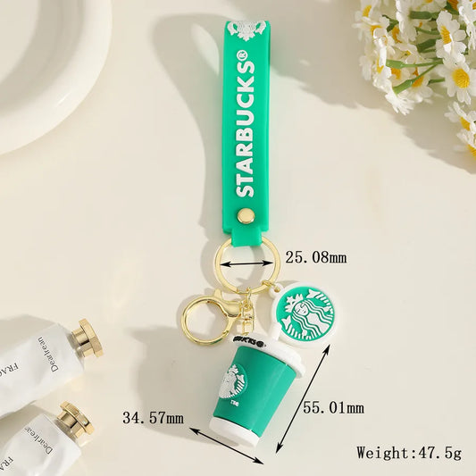1 Piece IG Style Cute Simple Style coffee brand Coffee Cup Alloy soft glue Inlay PVC Soft Rubber Imitation Gold Lobster Trigger Clasp Closure Keychain
