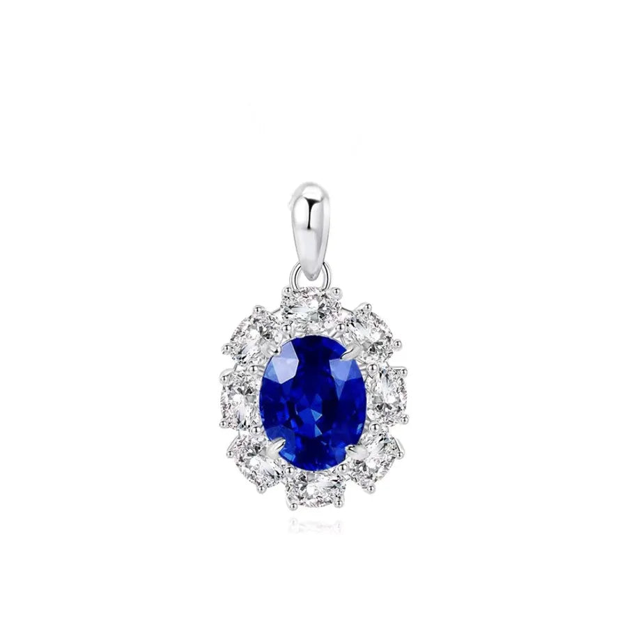 1 Piece 925 Sterling Silver Zircon White Gold Plated Platinum Plated Rhodium Plated Oval Pendant Jewelry Accessories