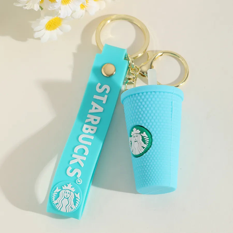 1 Piece IG Style Cute Simple Style coffee brand Coffee Cup Alloy soft glue Inlay PVC Soft Rubber Imitation Gold Lobster Trigger Clasp Closure Keychain