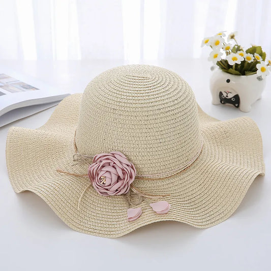 Women's Korean Style Flower Flowers Side Of Fungus Straw Hat