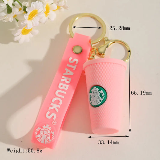 1 Piece IG Style Cute Simple Style coffee brand Coffee Cup Alloy soft glue Inlay PVC Soft Rubber Imitation Gold Lobster Trigger Clasp Closure Keychain