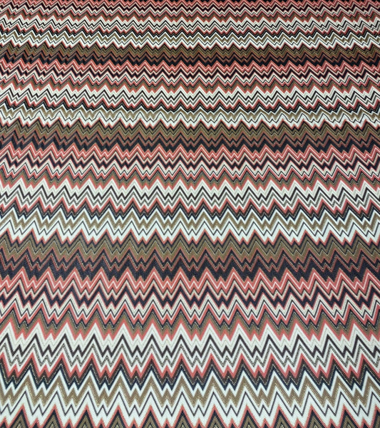 Pink Black Chevron Mesh Knit Fabric with Metallic Accents by the Metre