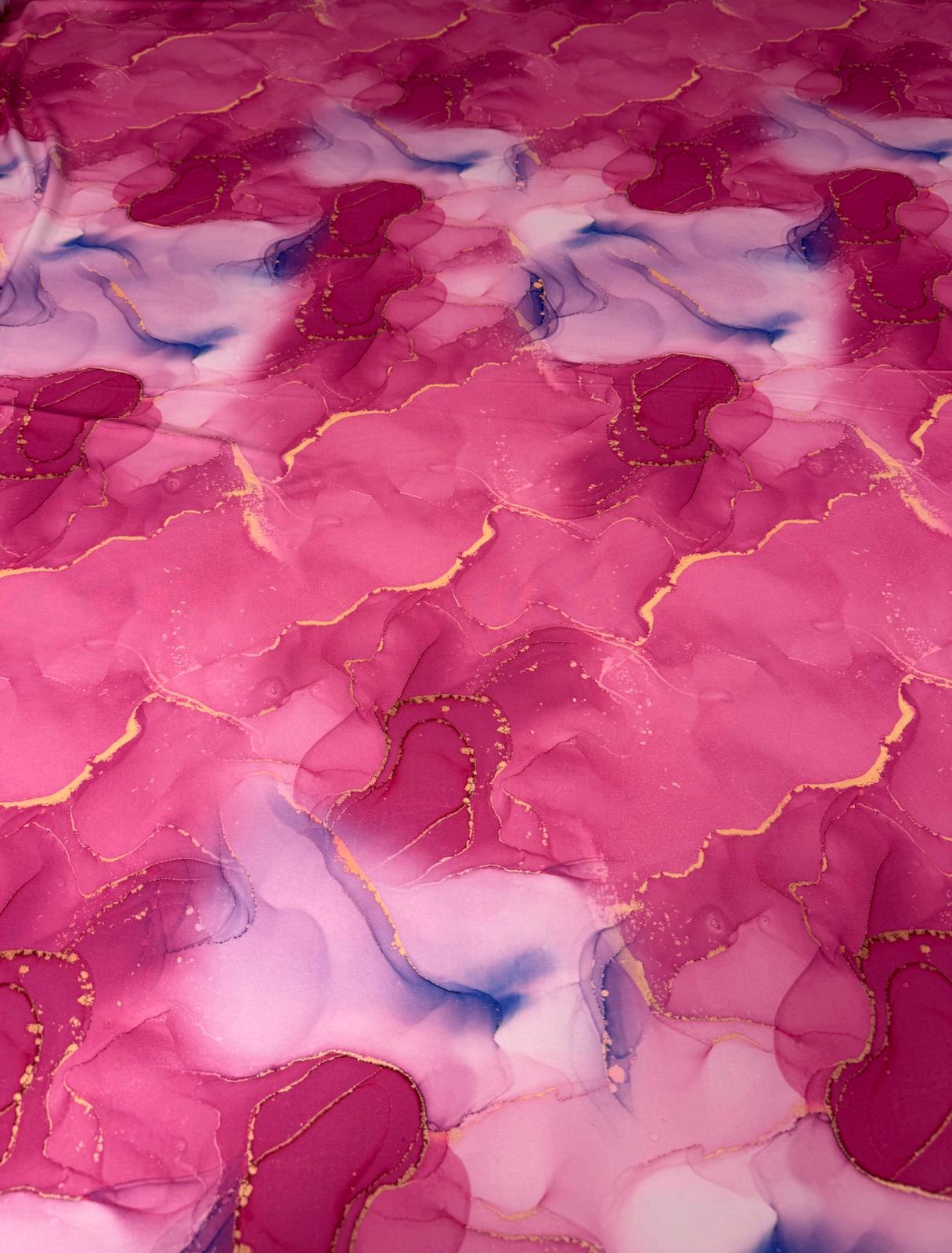 Pink Marble Effect Fabric by Metre