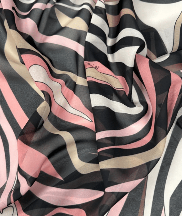 Pink Retro Abstract Pattern Fabric by the Metre