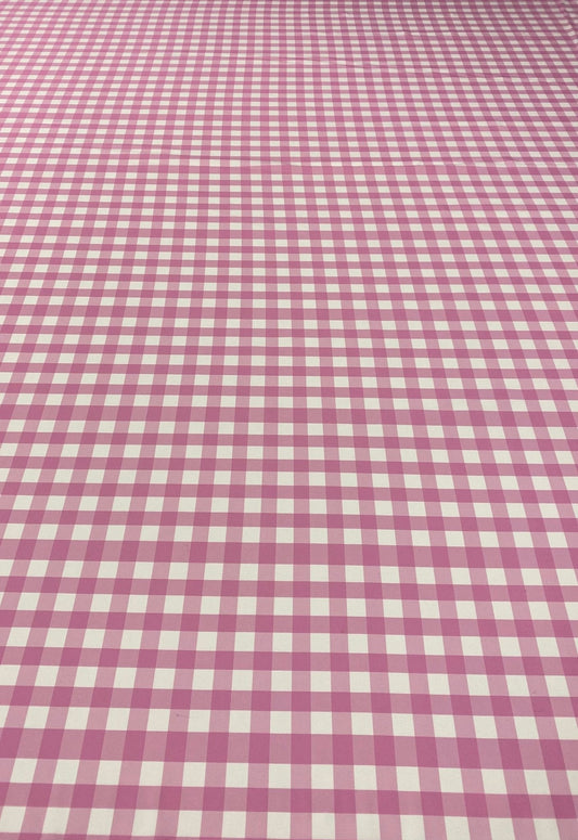 Pink White Plaid Fabric by Metre