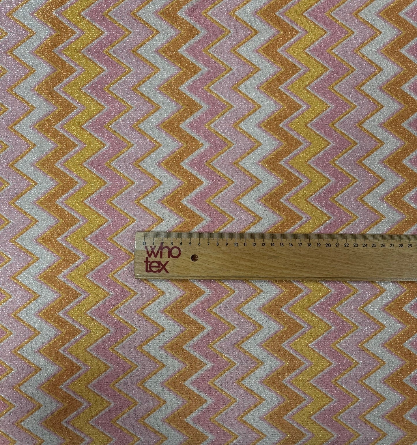 Pink Yellow Zigzag Lurex Fabric with Shine by the Metre