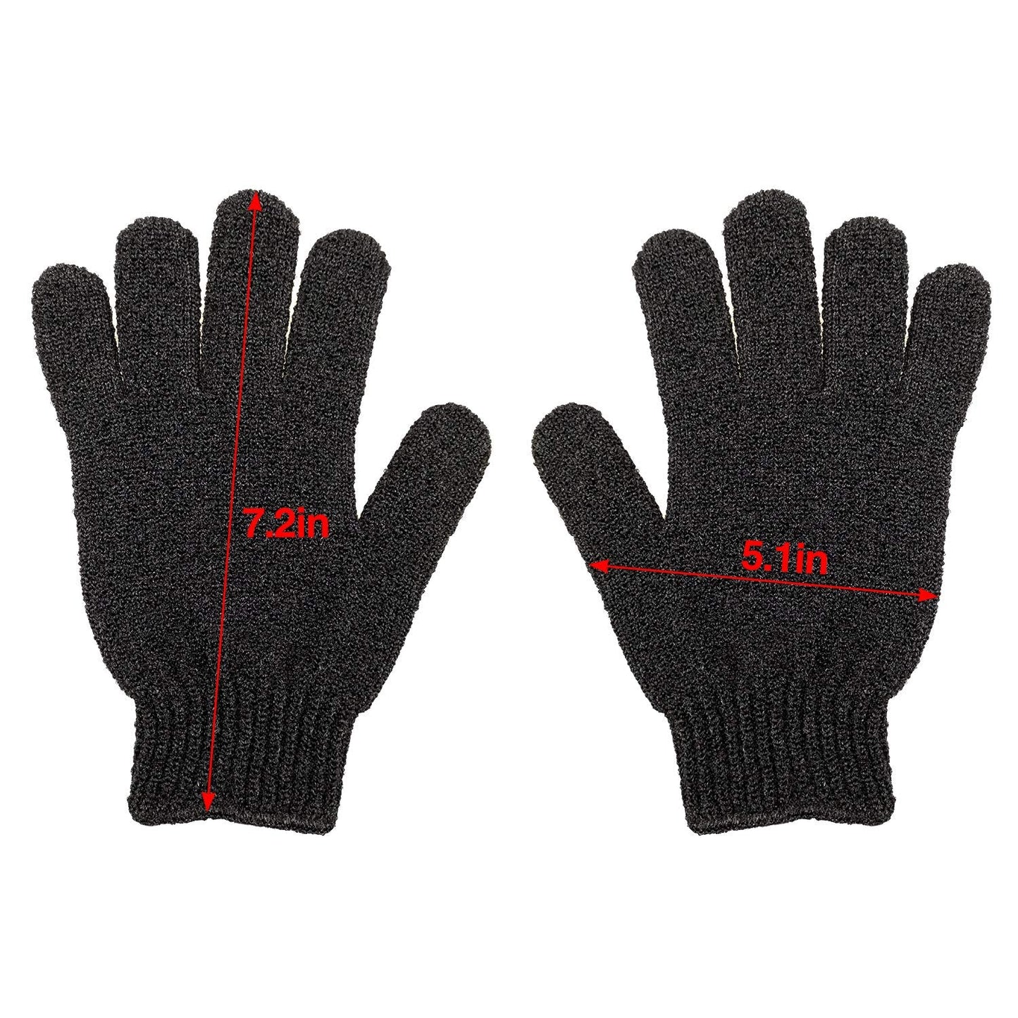 Rainmae 6Pairs Exfoliating Gloves – Premium Black Bath Scrub Mitts