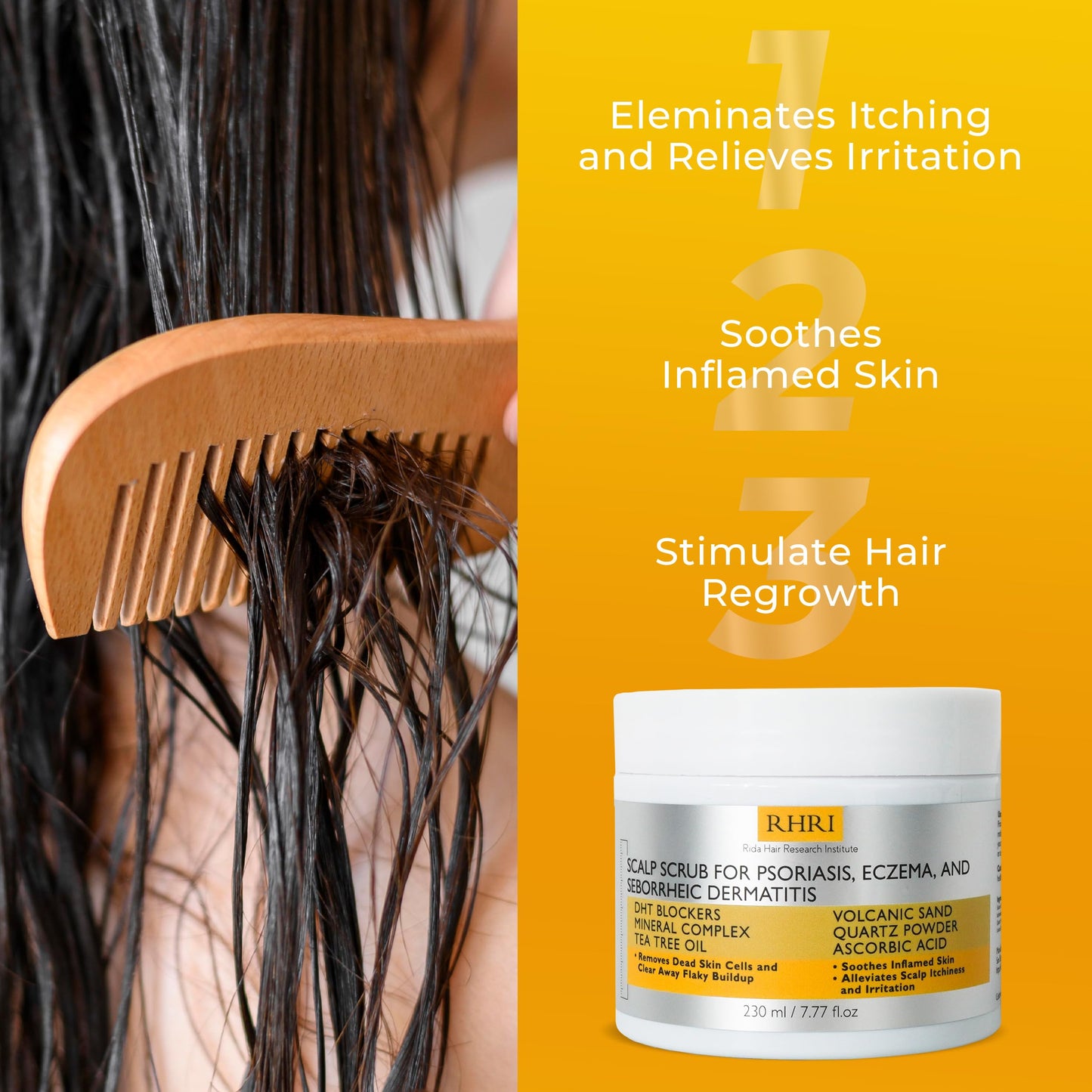 Rida Hair Research Institute: Anti Fungal Scalp Scrub with DHT Blockers, Mineral Complex & Tea Tree Oil
