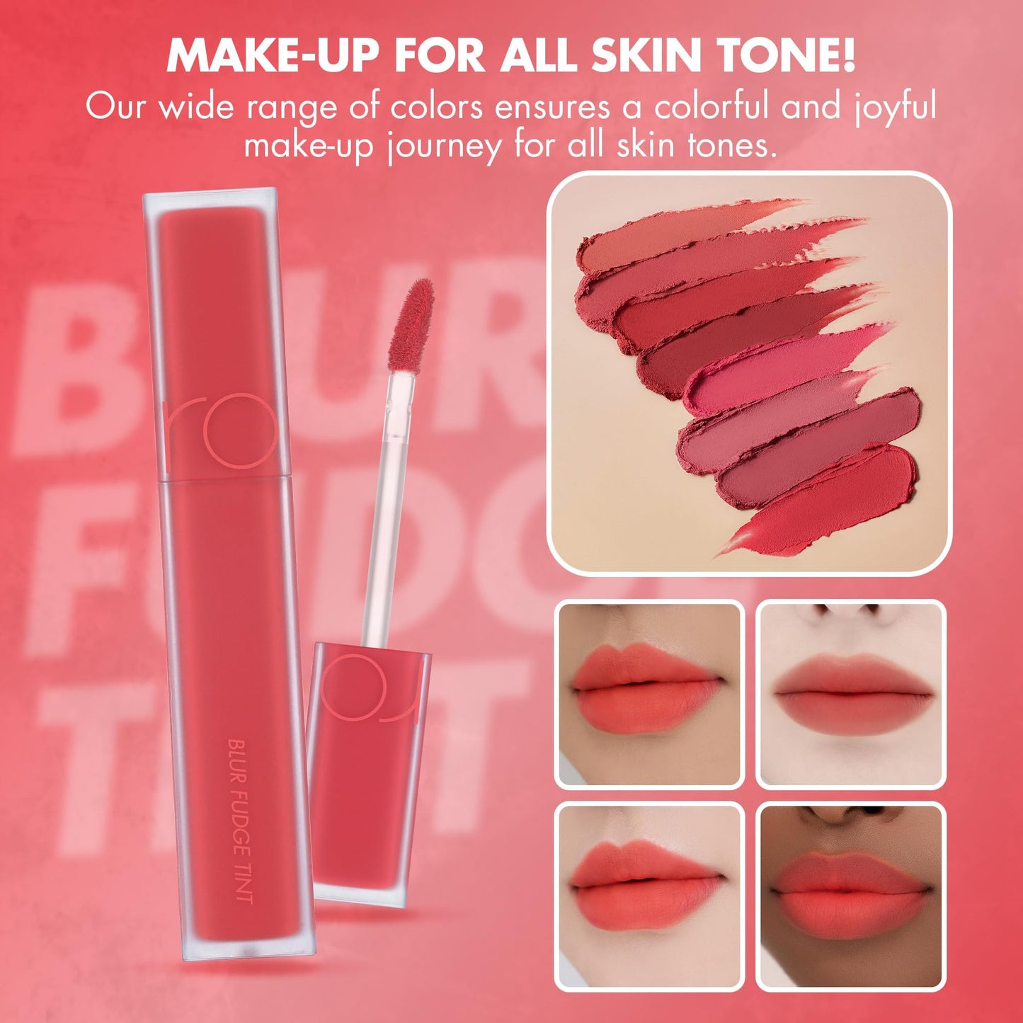 rom&nd Blur Fudge Tint 09 Coral Jubilee — K-Beauty Velvety Matte Lip Stain for All Skin Tones