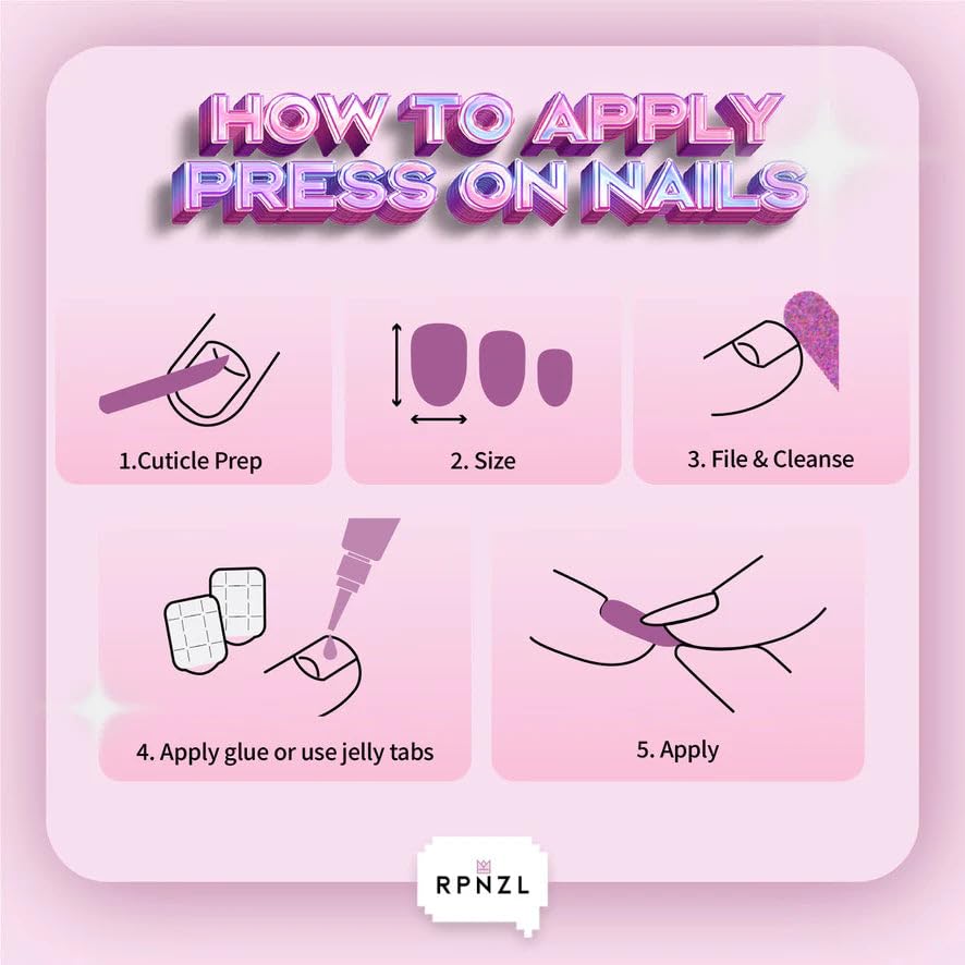RPNZL Sorbet Almond Cat Eye UV Finish Press On Nails – 32 Nails, 16 Sizes Kit