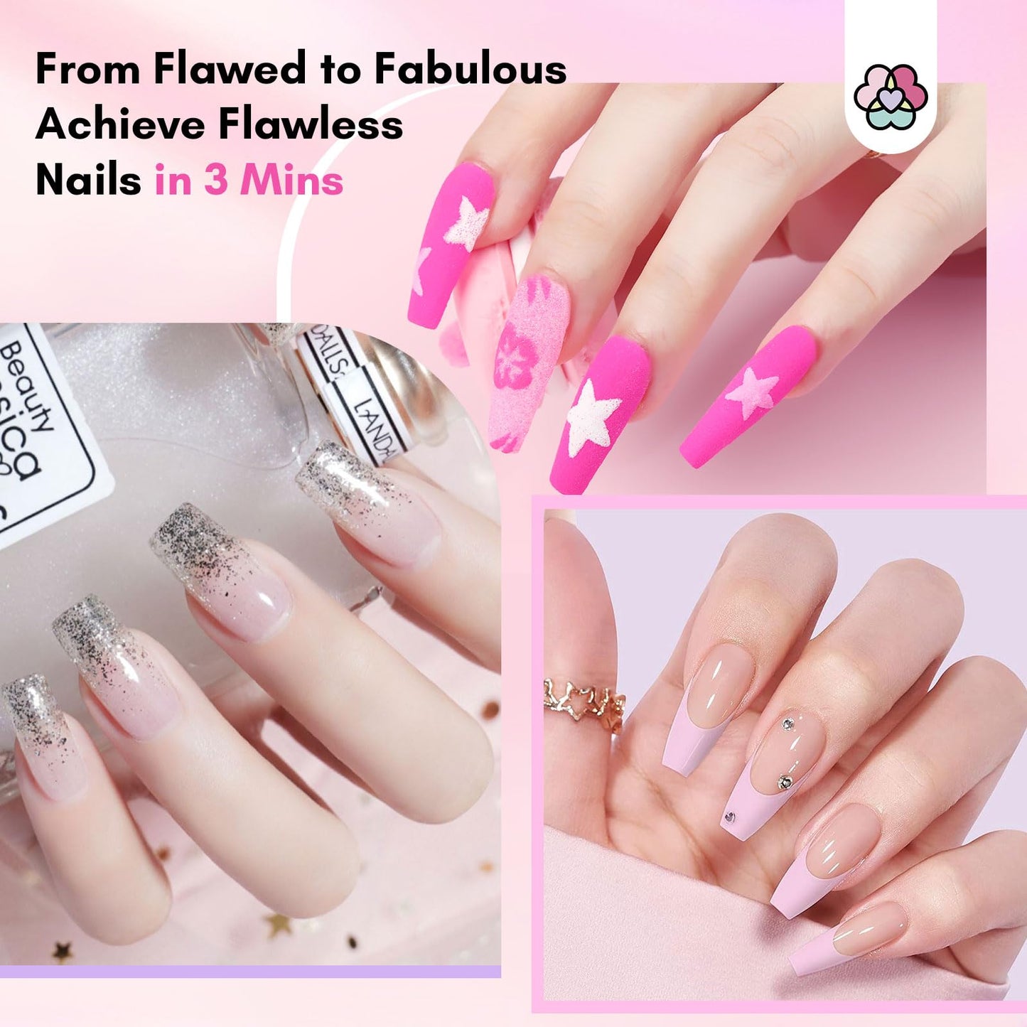 SAVILAND Nail Repair Kit 60g – Quick 3-Min Air-Dry Nail Fix (Clear & Pink Dip Powder)