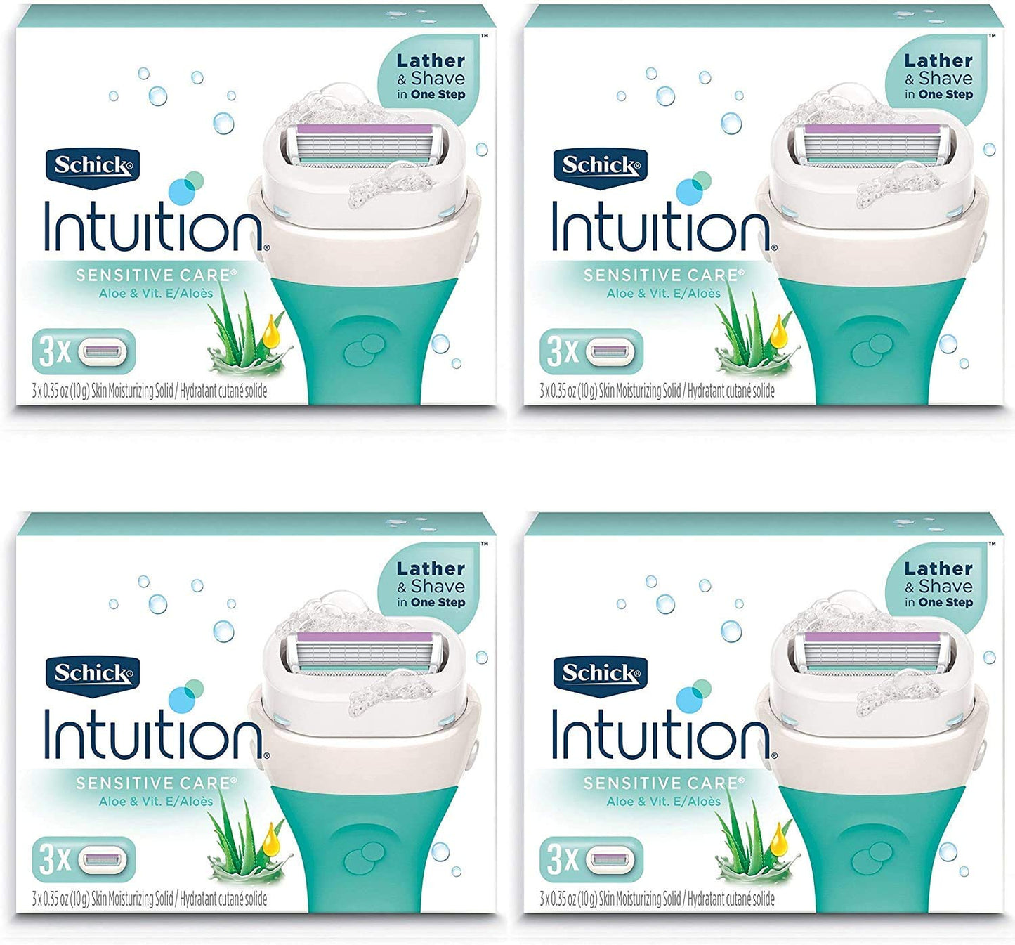 Schick Intuition Pure Nourishment Razor Refills – Coconut Milk & Almond Oil, 3 Count (Pack of 4)