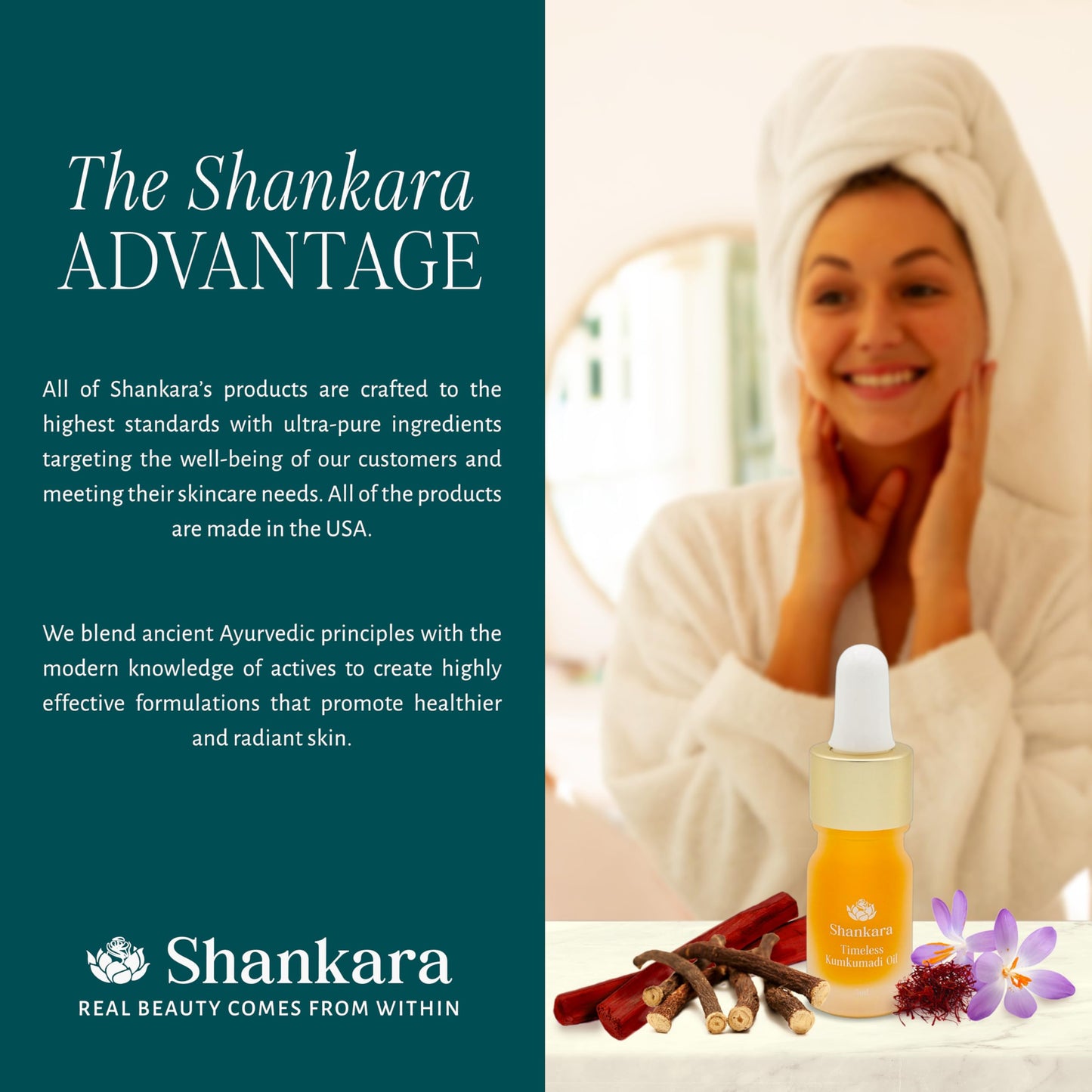 Shankara Kumkumadi Oil for Face – 32 Ayurvedic Flowers, Saffron, 5ml | Gua Sha Facial Oil
