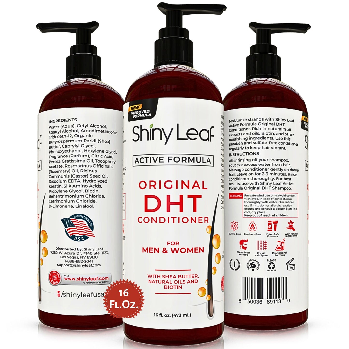 Shiny Leaf DHT Blocker Conditioner with Rosemary Leaf Oil – Paraben & Sulfate Free | 16 oz
