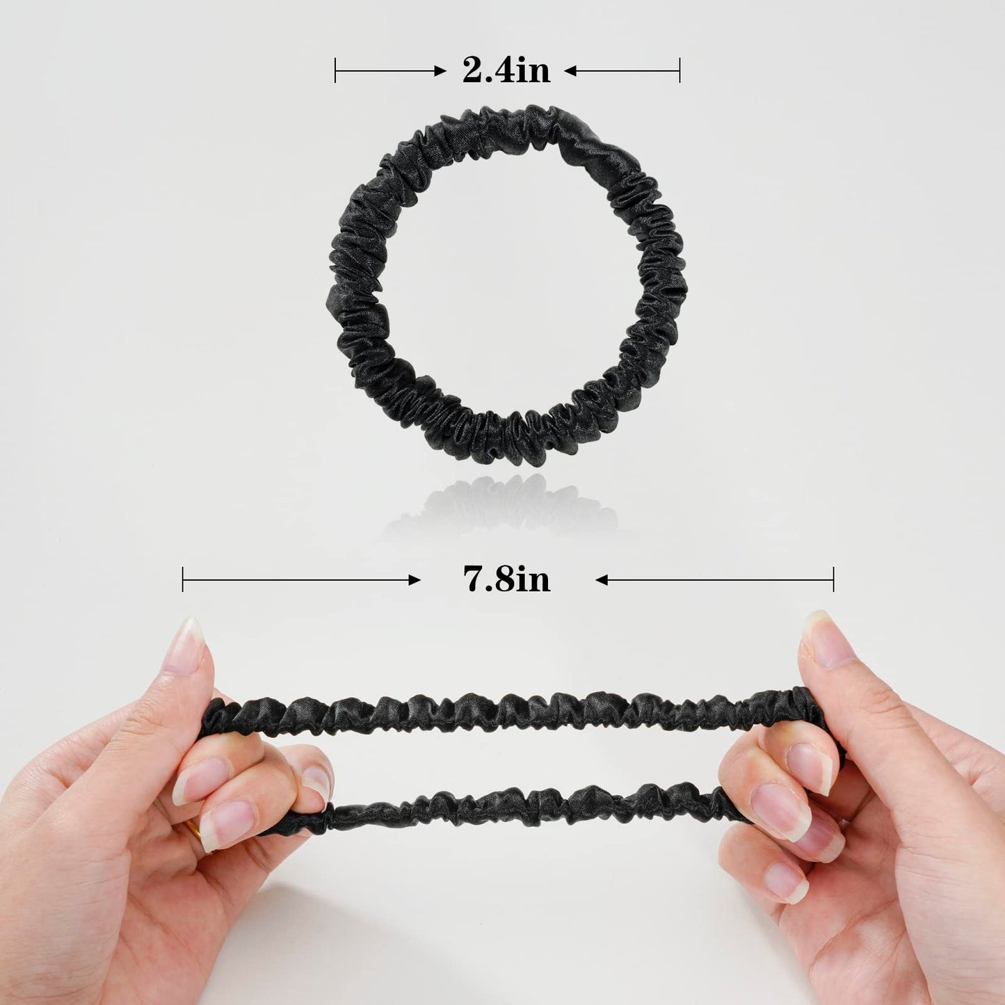 Silmer Silk Scrunchies – 100% Mulberry Silk, 22 Momme, 5-Pack (Black) | Hair Ties