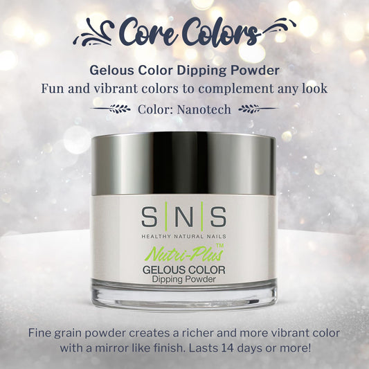 SNS Nanotech Dip Powder – Gray/Pastel Cream Gelous Color, 1.5oz | 14-Day Wear, Low Odor, No UV Lamp