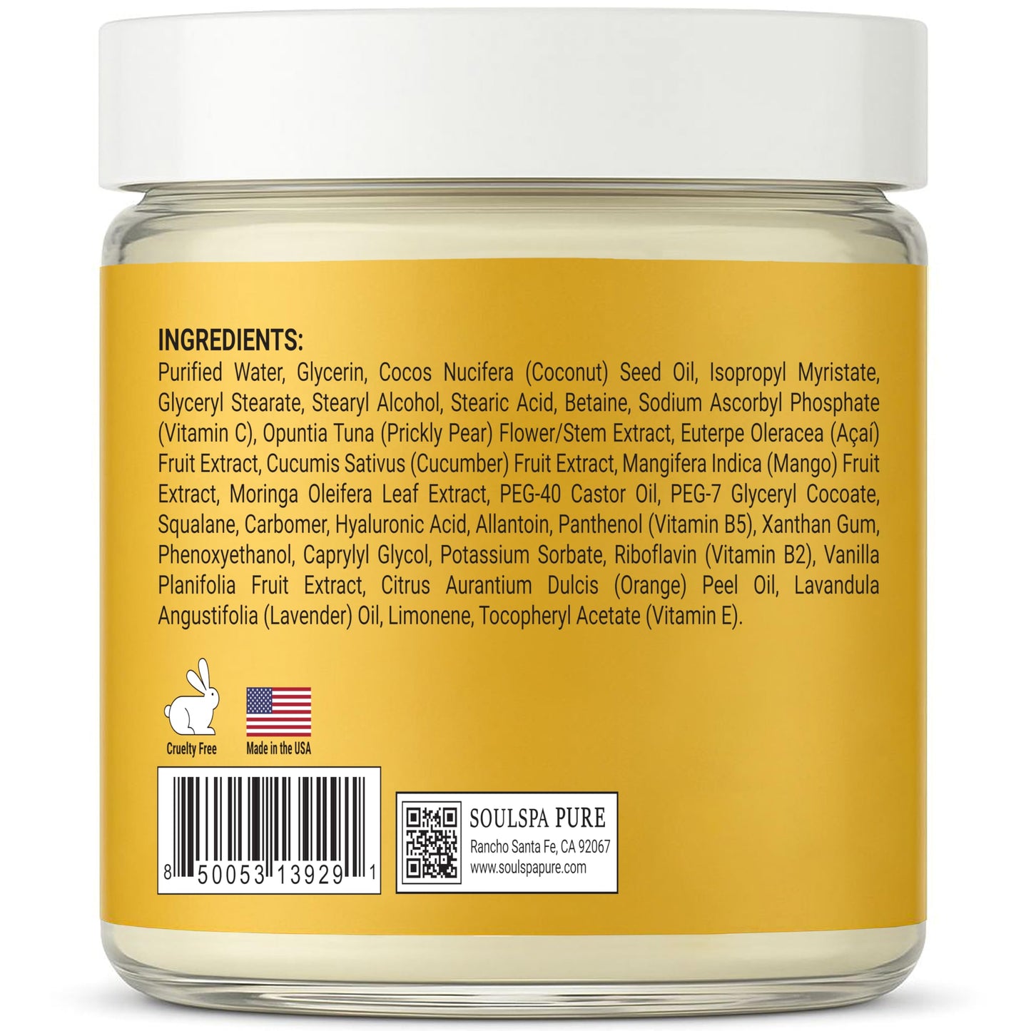SOULSPA PURE Hydrating Face Mask – Overnight Mask with Hyaluronic Acid, Vitamin C, Squalane & Prickly Pear