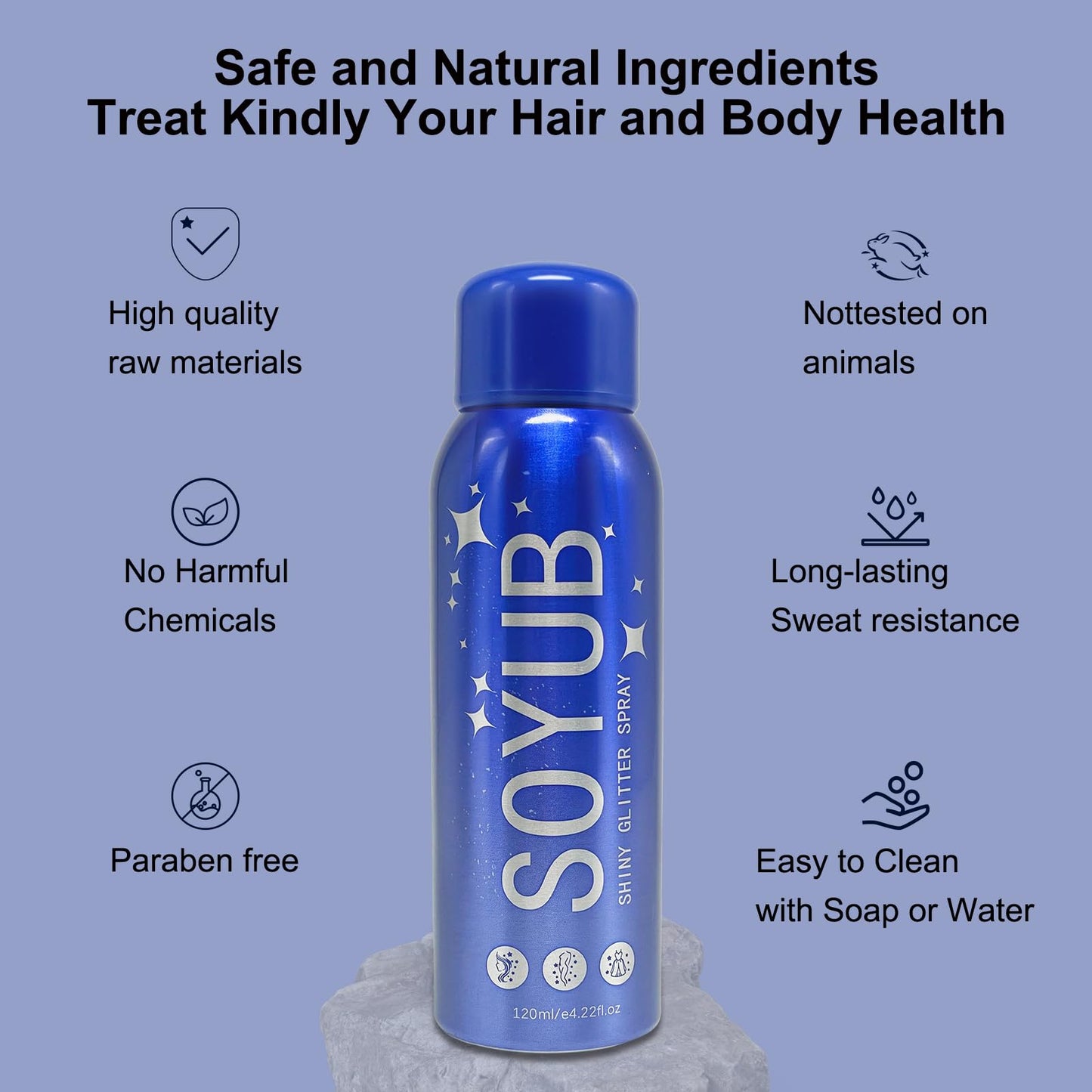 SOYUB Body Glitter Spray for Hair and Body | Quick-Dry, Long-Lasting Glitter Hairspray for Festivals & Parties